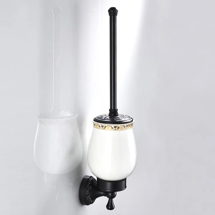 Accessori Per il bagno Olio di Bronzo Lucidato Scopino e Holder, Fissato Al Muro, In Ottone Massiccio/ceramica, risparmio di spazio, Pulizia Profonda