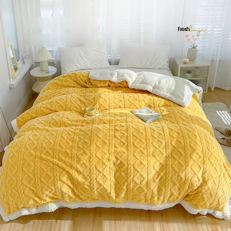 Coperta invernale spessa in lana d'agnello Coperta da tiro in flanella in microfibra double face per letto Comoda trapunta calda super morbida doppia