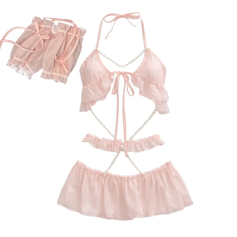 Lingerie Sexy da Donna, Body in Pizzo Aderente, Camicia da Notte Seducente, Pigiama a Tre Pezzi