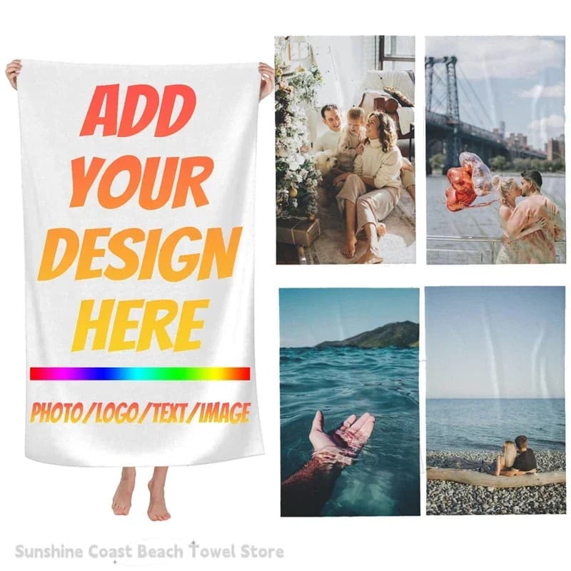 Asciugamani da spiaggia personalizzati Asciugamani in microfibra personalizzati Aggiungi la tua foto personalizzata Immagine Testo Logo Asciugamano da spiaggia ad asciugatura rapida da viaggio