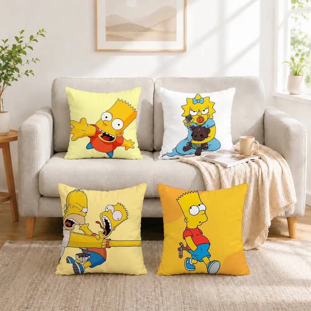 Cute cartoon T-The SimpsonsS Square Double-Sided printed Pillow Case Bedroom Bedside Pillow Sofa Cushion Cover Gift