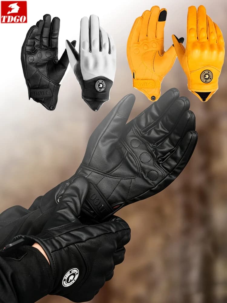 Motorcycle Breathable Racing Gloves Summer Perforated PU Leather Winter Motocross Glove Men Women Motorcyclist Protected Gloves