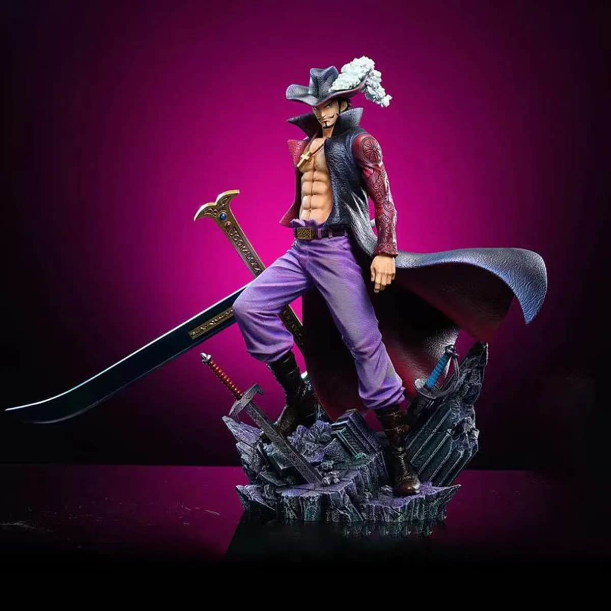 28 CENTIMETRI UN PIECE Figure Eagle eye Dracule Mihawk Anime Figura Top War Pvc Modello Statua Collezione di Bambole Ornamenti Giocattoli Regalo