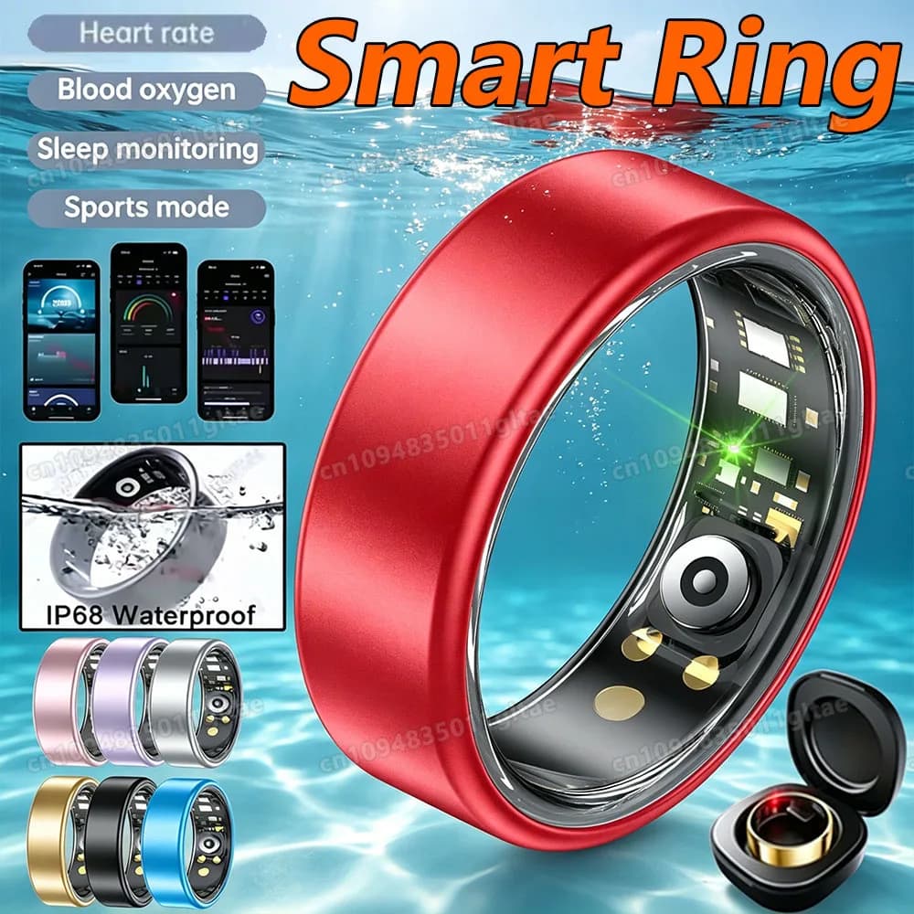 Anello Intelligente Disponibile in Vari Colori, Chiamate Bluetooth, Monitoraggio Frequenza Cardiaca e Sonno, per Uomini e Donne, Impermeabile, per Salute e Sport, Nuovo