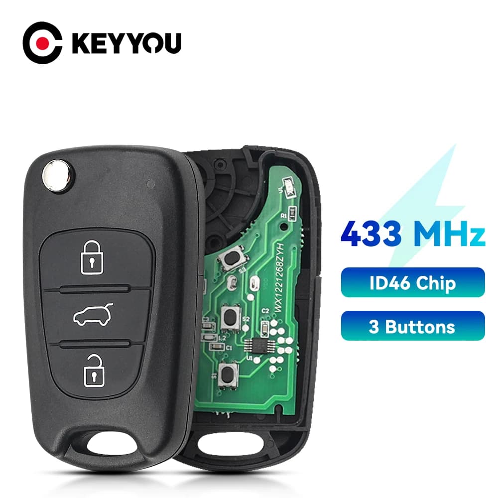 KEYYOU 3 Bottoni 433 Mhz ID46 Chip Per KIA K2 K5 Rio Sportage Sorento Forte Chiave Flip Pieghevole Smart Car Chiave Fob telecomando