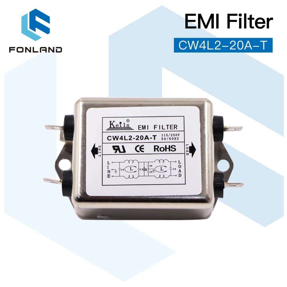 FONLAND Filtro EMI di potenza CW4L2-10A-T / CW4L2-20A-T Monofase AC 115V / 250V 20A 50/60HZ per macchina per incisione laser Co2