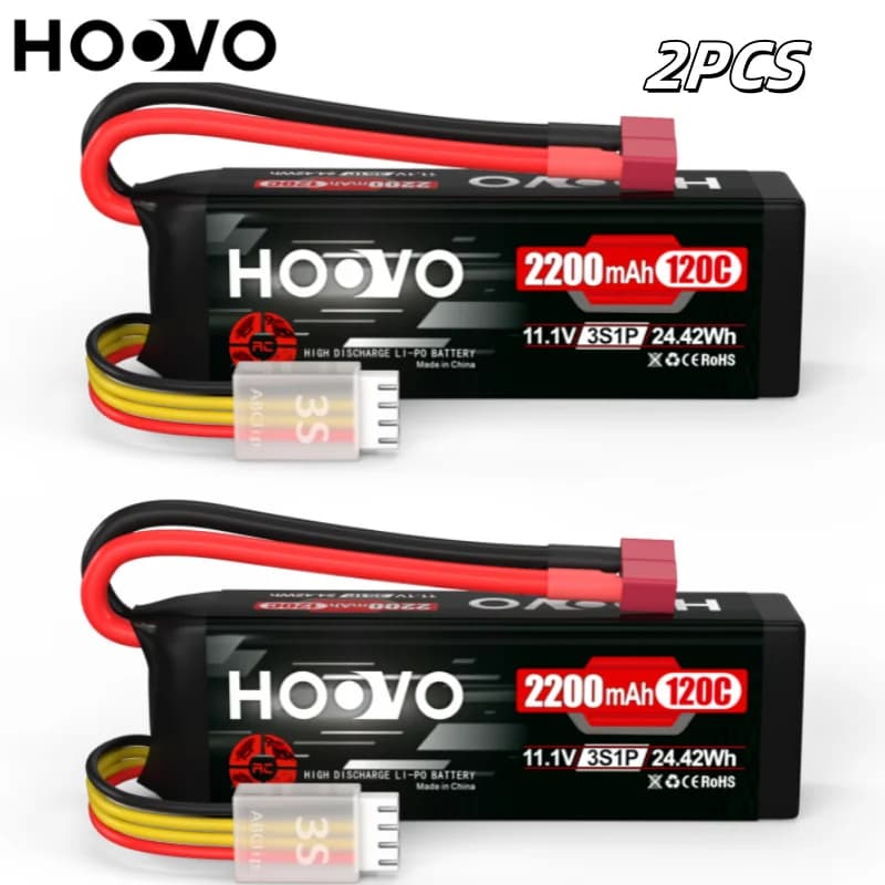 2 pezzi HOOVO 11.1V 2200mAh RC batteria 3S 120C Lipo batteria con connettore a T per RC aereo elicottero drone RC Truggy camion barca