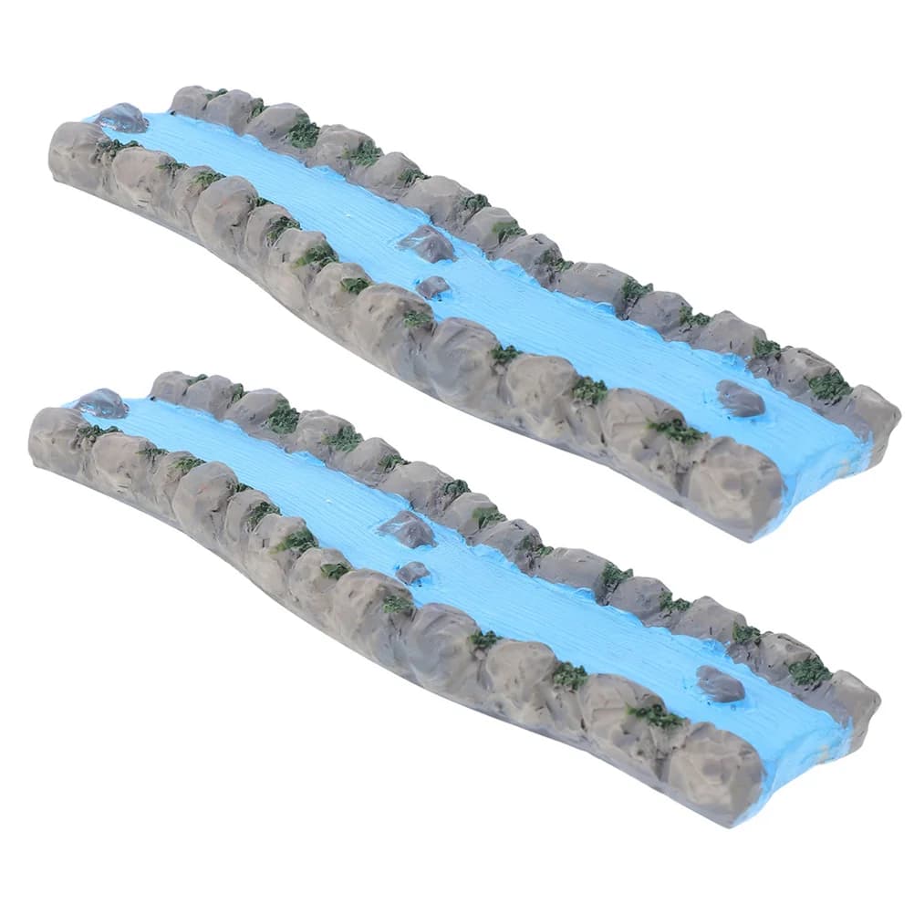 2 pezzi decorazione da tavolo con sabbia flusso in miniatura in resina caratteristica d'acqua realistica per il rilassamento dei scenari del treno del giardino delle fate della casa delle bambole