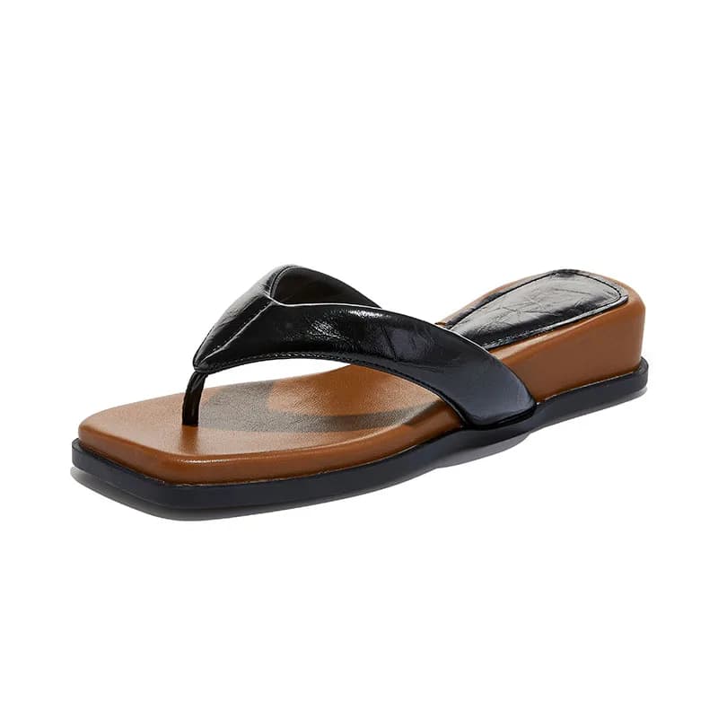 CICIYANG Women's Thick-soled Flip-flops 2026 Summer New Fashion Outdoor Slippers Ladies Wedges Square Head Beach Slippers Shoes