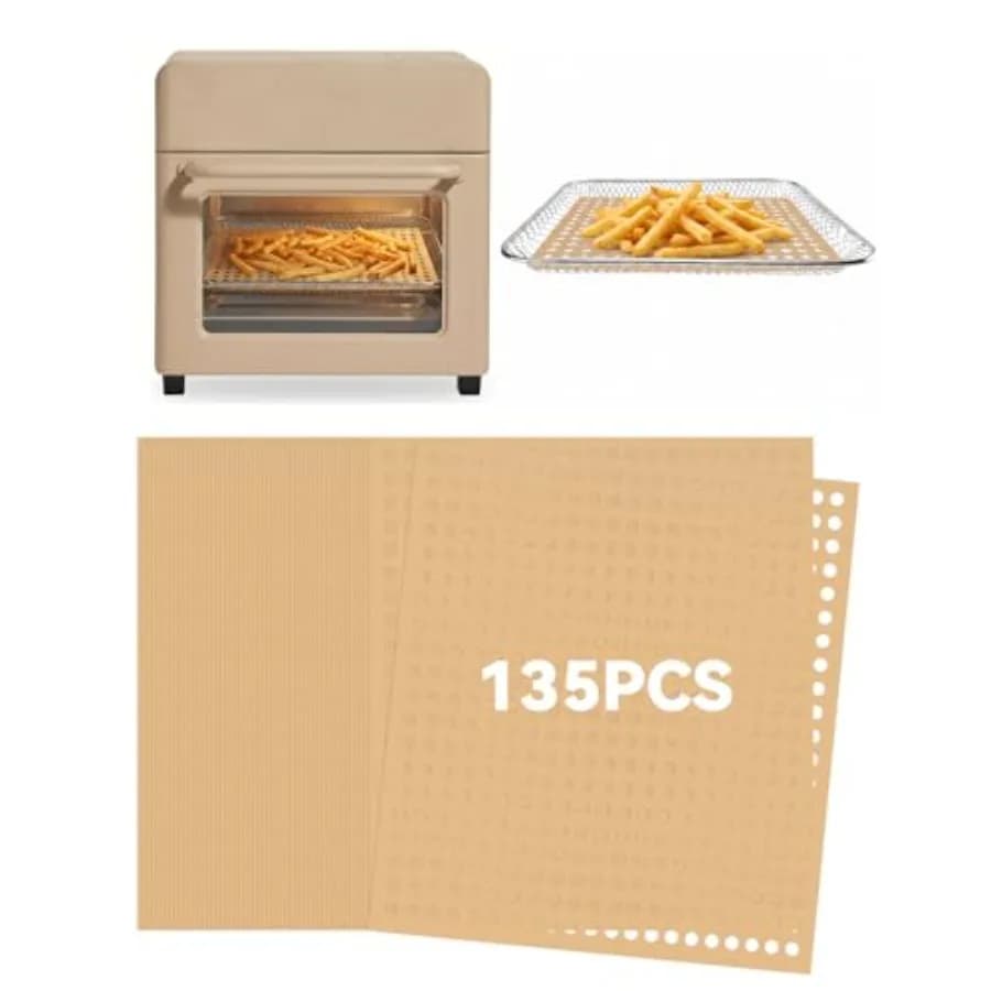 135PCS Perforated Air Fryer Liners Compatible with Our Place Wonder Oven 6-in-1 Air Fryer Toaster Oven 13Qt, Nonstick Parchment