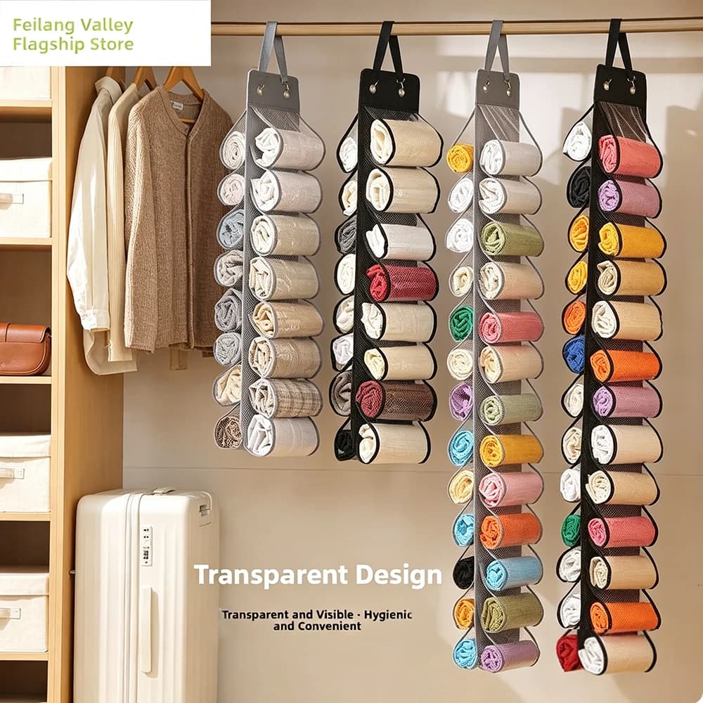 1PC Storage Bag Clothes Compartment Hanging Organiser Yoga Clothes Leggings Underwear Socks Organiser Underwear Accessories