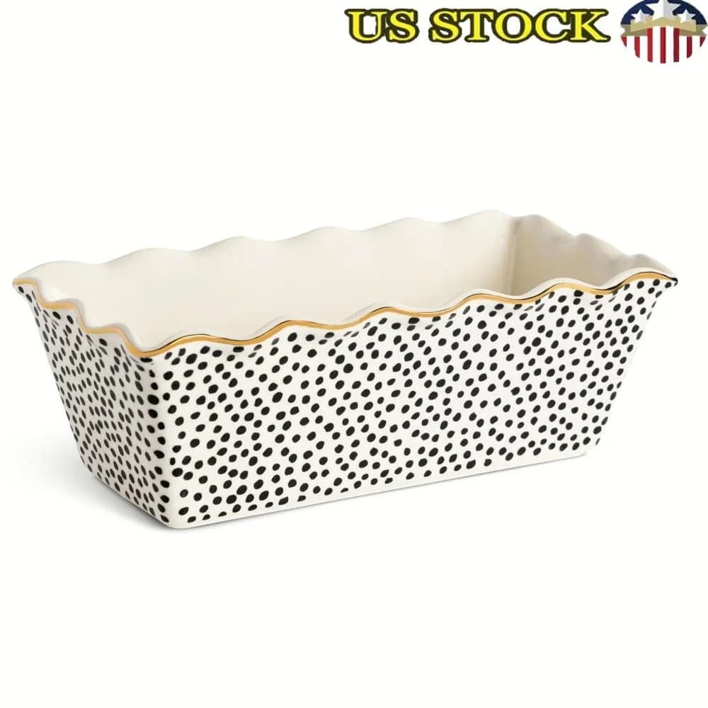 Pane in ceramica antiaderente da 9 pollici con motivo a punti Bakeware Forno Sicuro Piatto da cucina perfetto per il pane Facile da pulire Torte di panini ideali