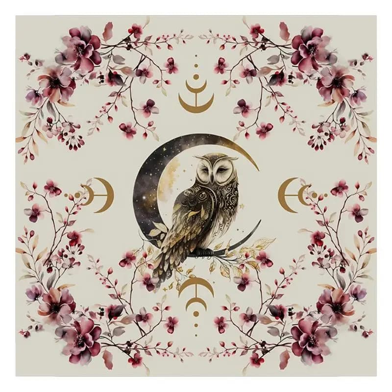 75*75 cm Tarocchi Tovaglia Fasi Lunari Fiore AnimaleAltare Panno Orologio Pagan Astrologia Pendolo Divinazioni Oracolo Carta Zerbino Casa