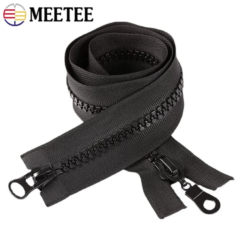 Set di 3 Pezzi 8 # Kit di Riparazione Cerniere in Resina per Valigie, Abiti e Tende, Cerniera a Doppio Cursore 70-200cm, Accessori per Cucito Fai-da-Te