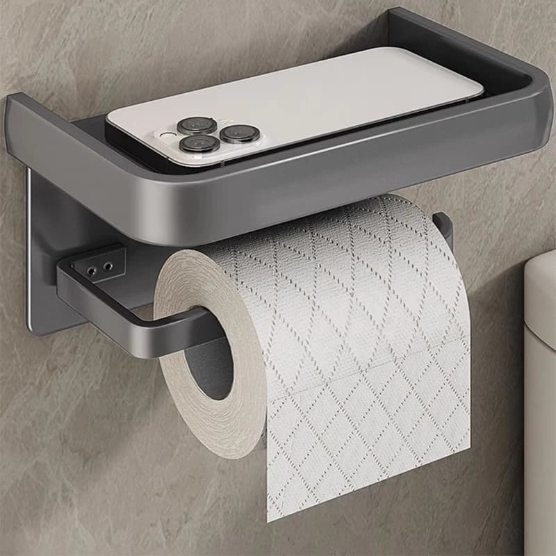 Aluminum Alloy Wall Mount Toilet Roll Paper Holder WC Storage Organizer Phone Shelf Holder Bathroom Accessories