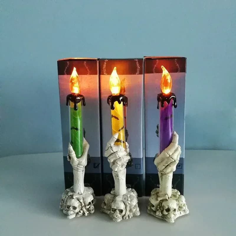 Halloween LED Ghost Candle Light Halloween Happy Party Decor Candle Light Gift Home Horror Prop Pumpkin Skeleton Han Light
