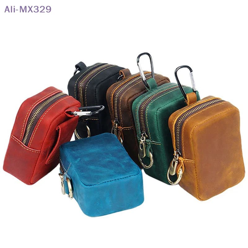 Vintage PU Leather Bag with Hinge, Keychain, Cartoon, Open Race and Sport Waist Bag