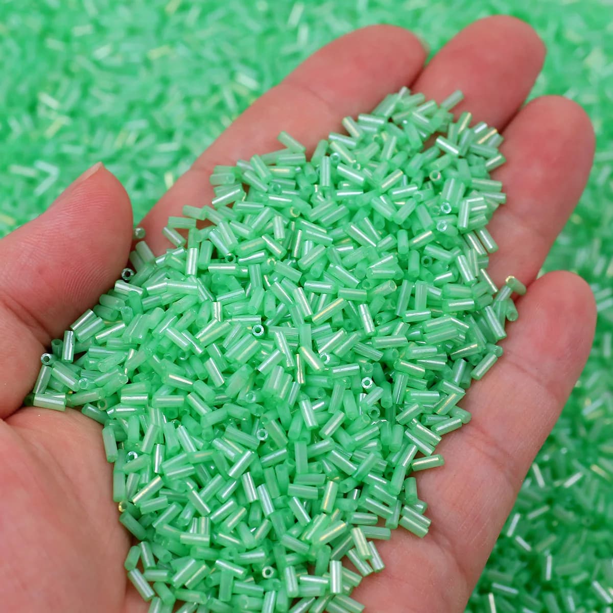 Grass Green 4/6mm Long Cylinder Crystal Tube Beads Glass Spacer Loose Beads For Jewelry Making Bracelet DIY Keychain Accessories