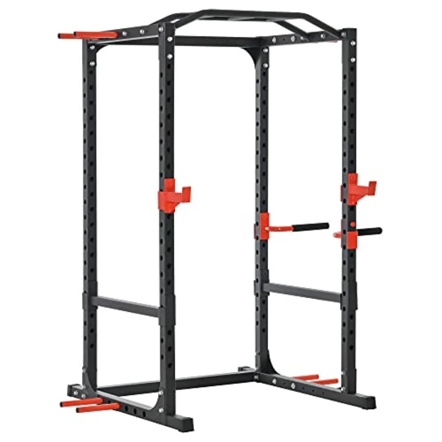 Soozier Power Tower Adjustable with Dip Station, Traction Bar, Squat Rack, Power Cage - Home Training Equipment for Body Force
