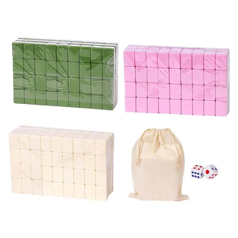 Mini set di Mahjong cinesi con 146 melamine e grande borsa portaoggetti Gioco da tavolo tradizionale per il tempo libero in famiglia