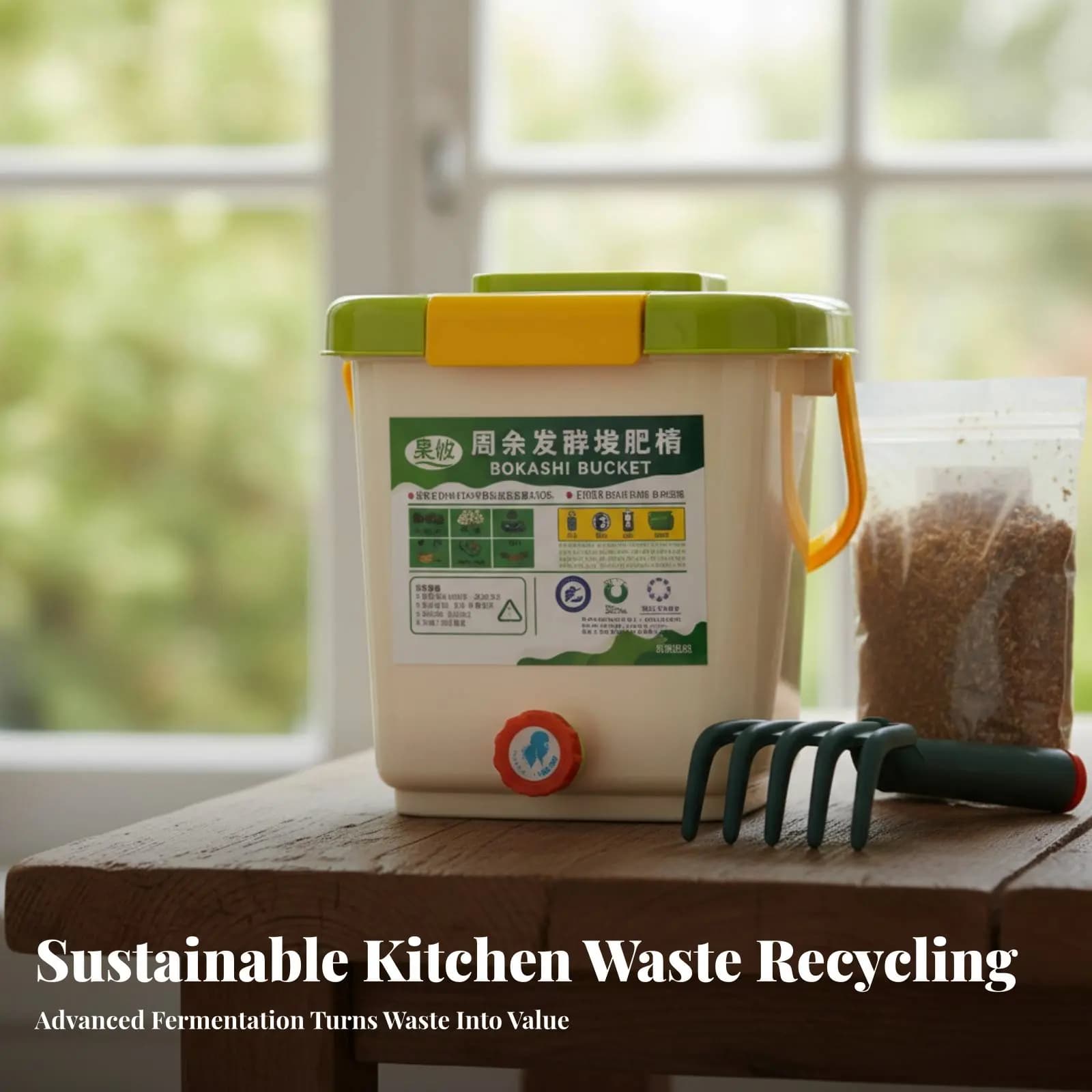 Contenitore per Fermentazione Bokashi, Inodore, Miglioratore Naturale del Terreno, Generatore di Compost per Rifiuti Alimentari da Cucina, Chiusura Ermetica