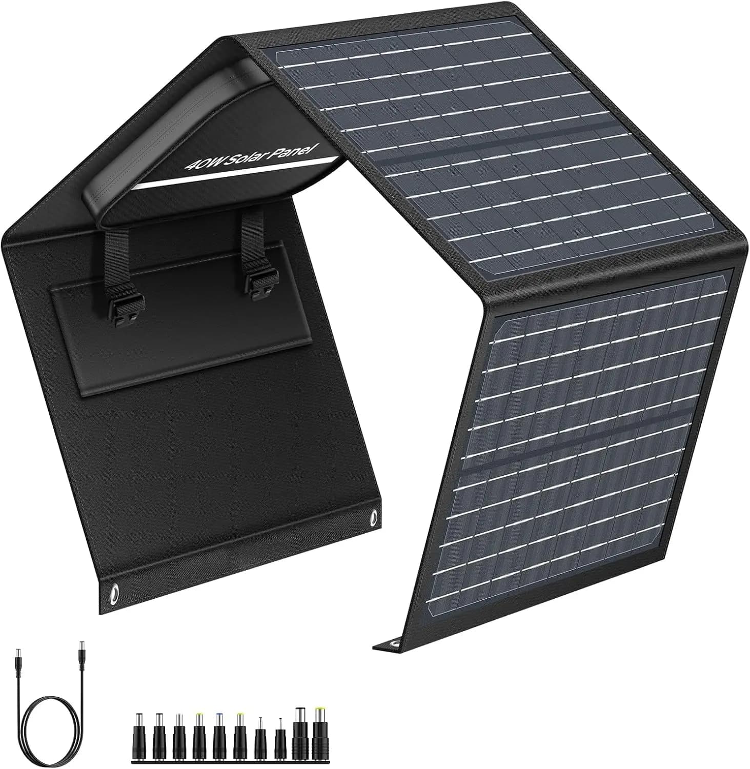 Caricatore portatile da pannello solare da 40 W con porta DC USB C per campeggio Viaggio su strada Escursionismo Stazione di alimentazione portatile Power Bank Telefono Tablet