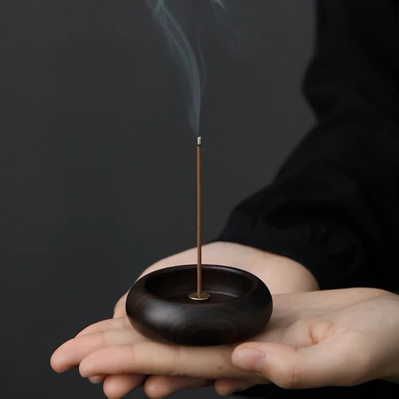 Premium Solid Ebony & Rosewood Multi-Hole Incense Stick Holder, Aromatherapy Burner with Insert Base for Home Indoor Use.