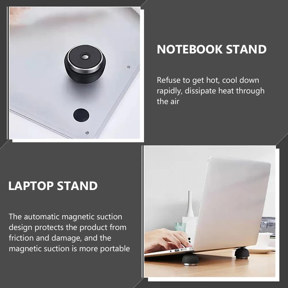 1Pair Compact Laptop Stand Riser with Magnetic Suction Foldable Lightweight Notebook Stand for Desk Office Ergonomic Posture