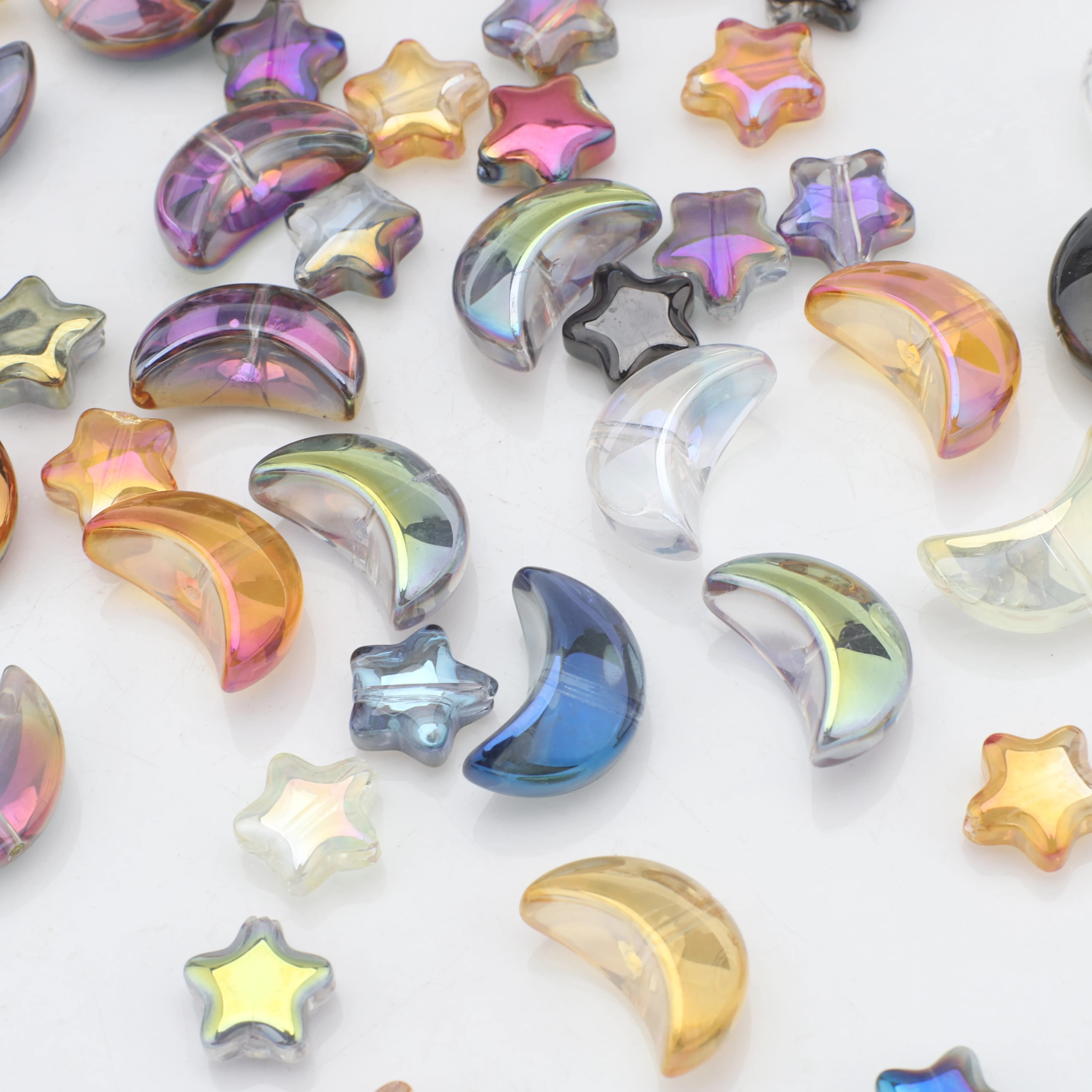 30Pcs Crystal Glass Charms 9x14mm Crescent Moon Pendants Loose Beads for DIY Jewelry Making Earings Necklaces Bracelets Crafts