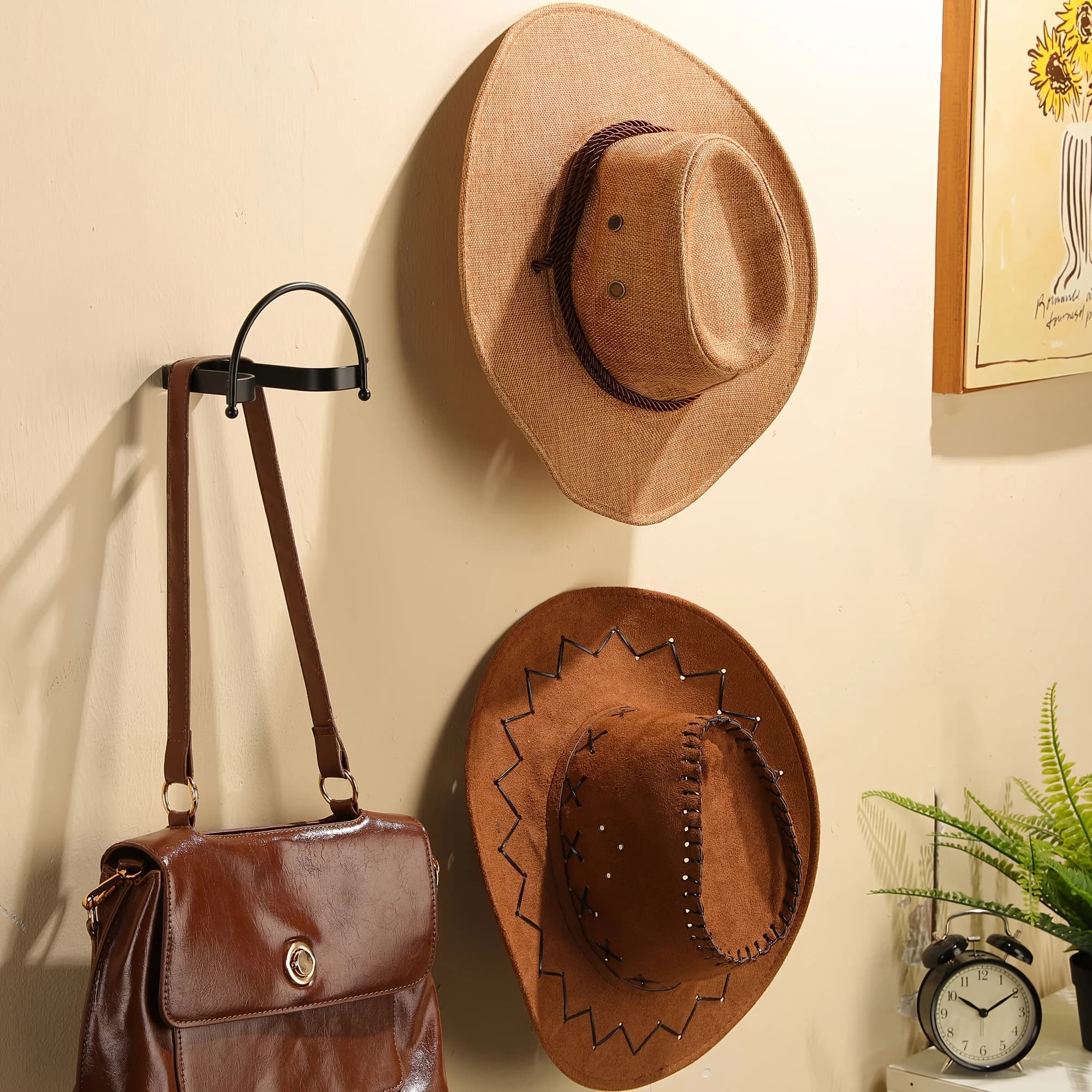 4pcs Hats Racks Home Wall Mounted Storage Racks Clothes Bags Hats Hangers Wall Mounted Iron Storage Hook Home Decor Organization