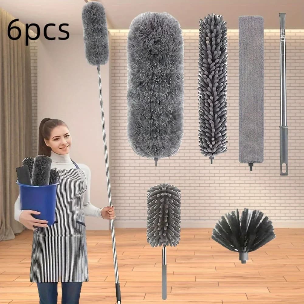 4/6 Pieces/set, Ultra-fine Fiber Dust Collector, Extendable Dust Brush Can Be Reused. Ceiling, Furniture, Car Cleaning Supplies