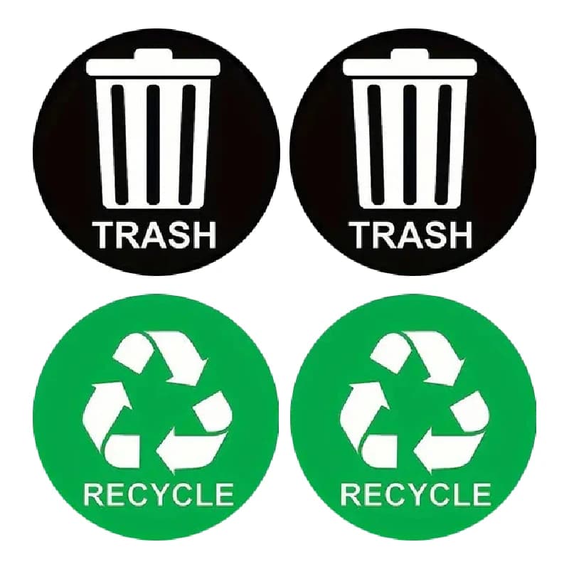 4 pezzi da 5 pollici in PVC riciclo cestino della spazzatura adesivo decalcomanie in vinile per etichette contenitori bidoni della spazzatura etichetta segno per la casa o l'ufficio decor