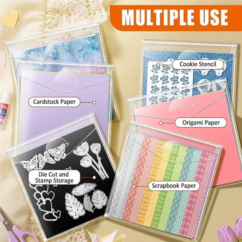 【ELECTRONIC-ACCESSORIES】6X6 Inch Plastic Sleeves, Scrapbook Storage Scrap With Lid, For Holding Scrapbook Paper, Origami Paper,S