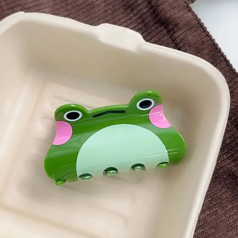 1PC simpatico cartone animato rana acrilico porta coda di cavallo fermaglio per capelli squalo clip creativa per l'uso quotidiano delle feste