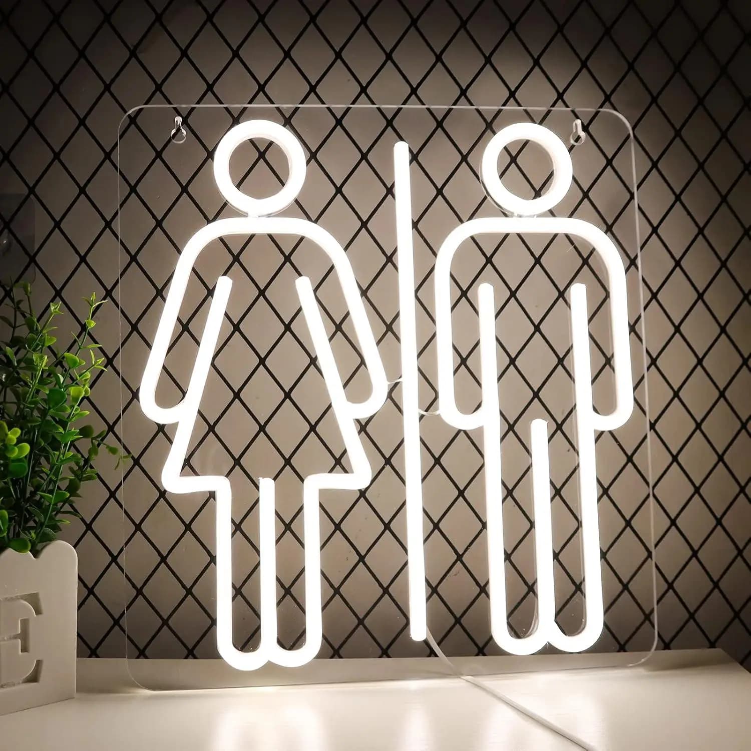 Insegne al Neon per Bagni, Luci LED Dimmerabili Alimentate via USB per Decorazione di Bagni, Mercati, Centri Commerciali, Bar, Illuminazione da Parete, Regali
