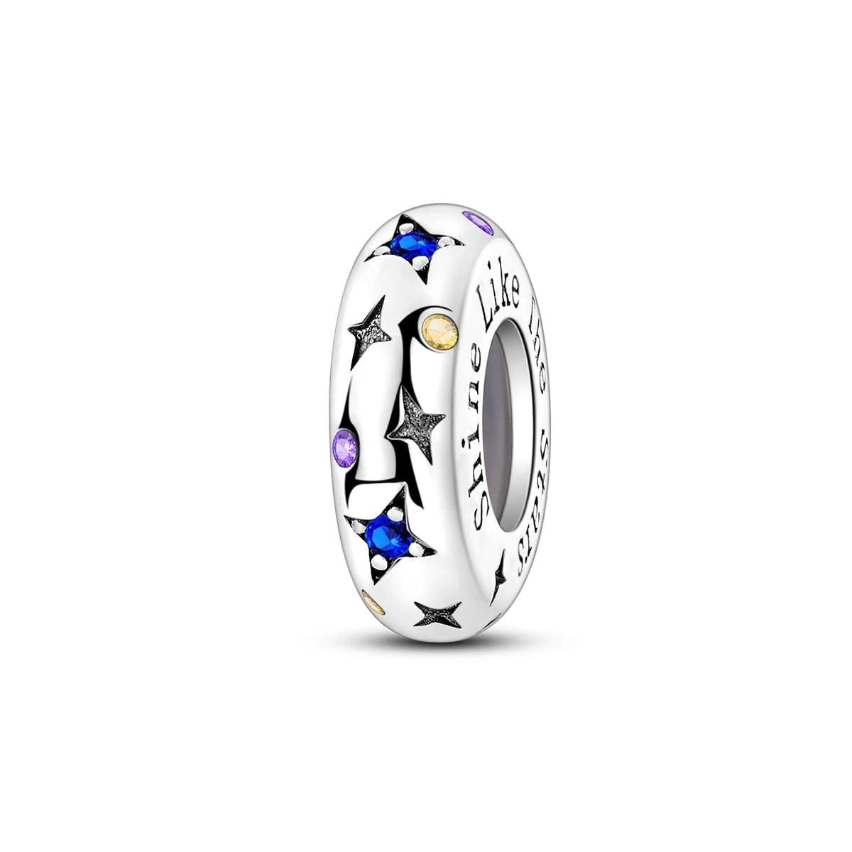 925 Sterling Silver Sparkling Star Stopper Clip Charm CZ Bead Fit Bracelets Necklace Anti Slip Women Fashion Jewelry Accessory