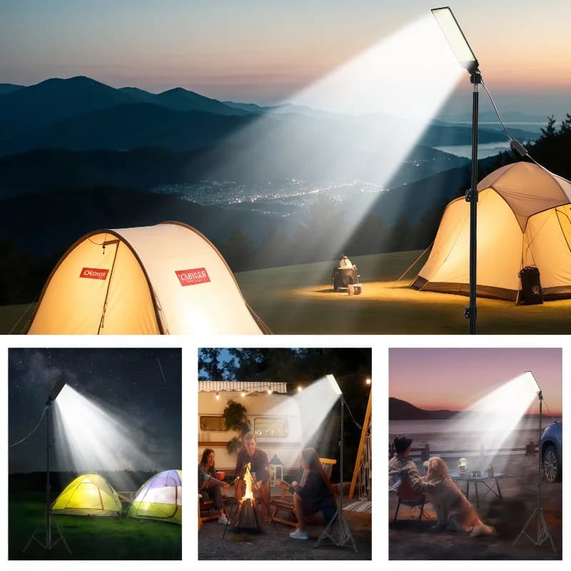 Telescopic LED Camping Lights Tripod, Outdoor Telescoping Light with Stand