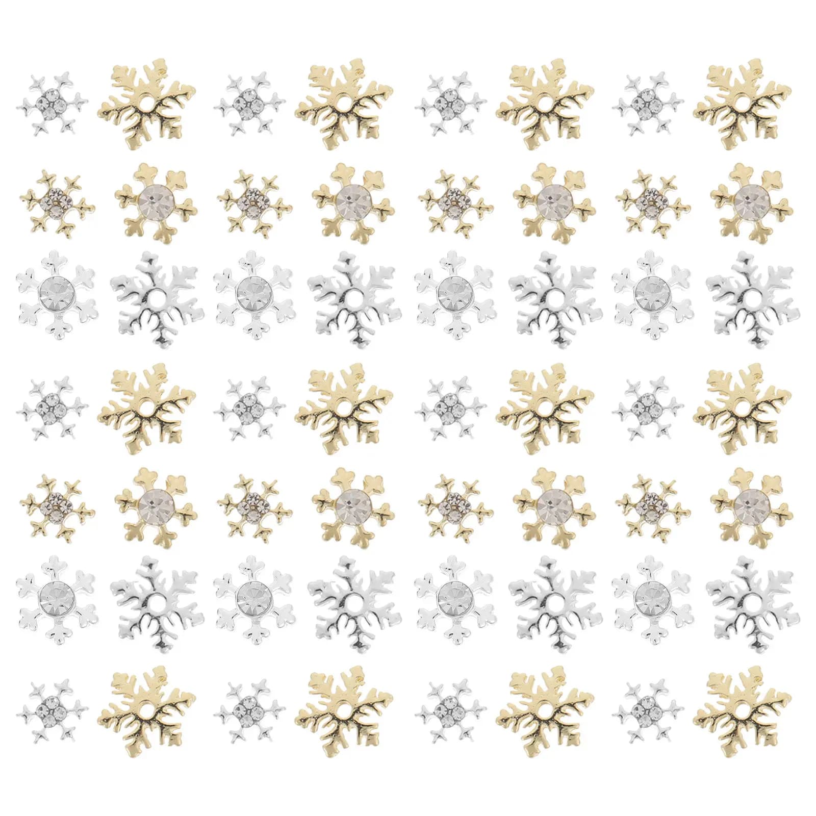 60 Pezzi Decorazioni per Unghie a Forma di Fiocco di Neve, Glitter Decorativi per Unghie Acriliche, Accessori per Nail Art Natalizia Fai-da-Te
