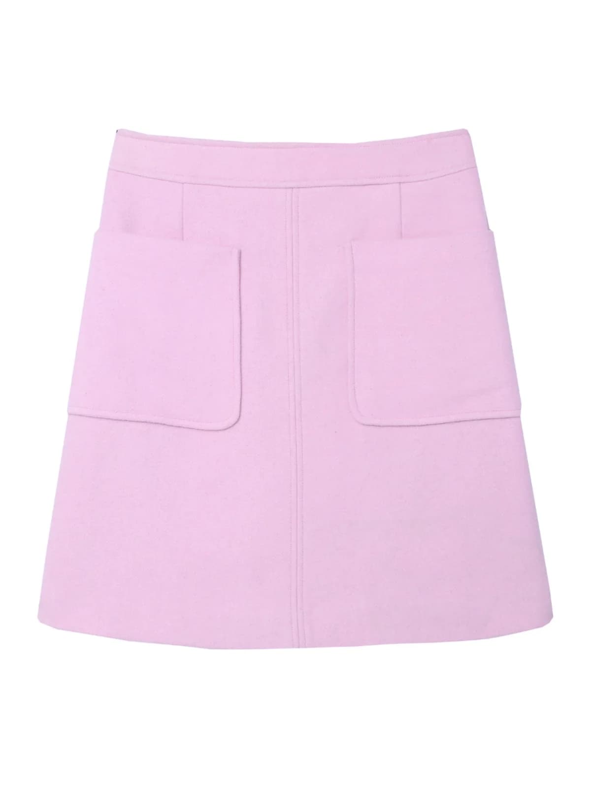 New Women's Mary Queen Commuter Intellectual Lady Woolen Knee-Length A-Line Skirt with Large Pockets OL Style High Waist