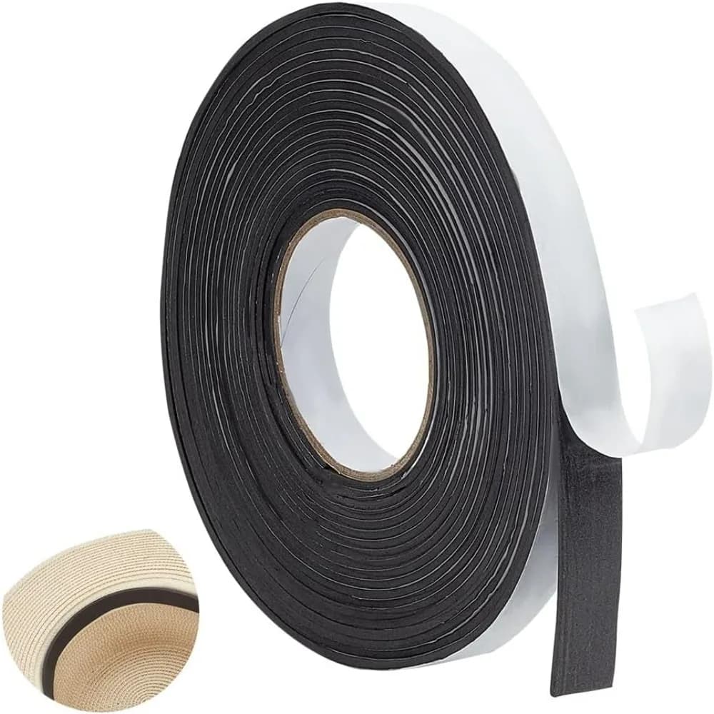 Rotolo di nastro per cappelli da 32,8 piedi Cappelli neri Riduttore di dimensioni Inserto di riempimento in schiuma Tappo largo da 0,79 pollici Striscia di dimensionamento Inserto per cappuccio Nastro di dimensionamento Auto