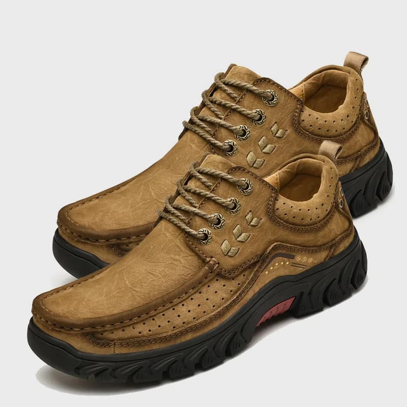 LIHUAMAO 4cm height Cow Leather work boots men hiking Shoes winter boots motorcycle boots casual outdoor footwear