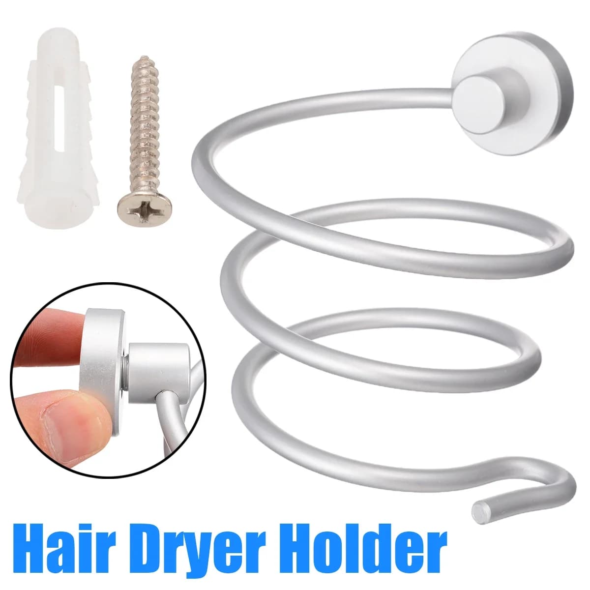 Bathroom Hairdryer Rack Holder Tool Helical Shaped Hair Dryer Stand Holding Shelf Wall Mounted Barber Shop Bathroom Hardware