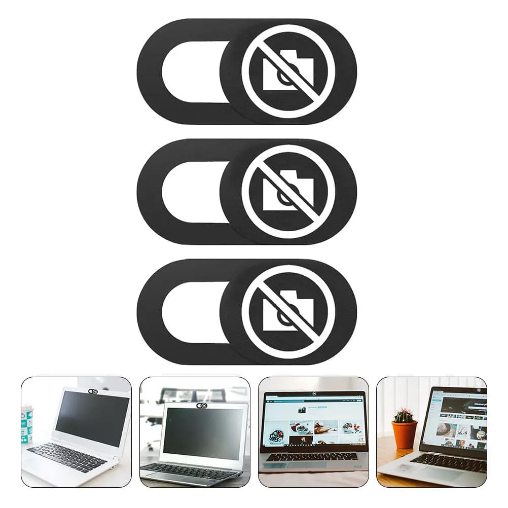 3 piece webcam cover, slim slide cover without photo motif, privacy protection for laptop, tablet