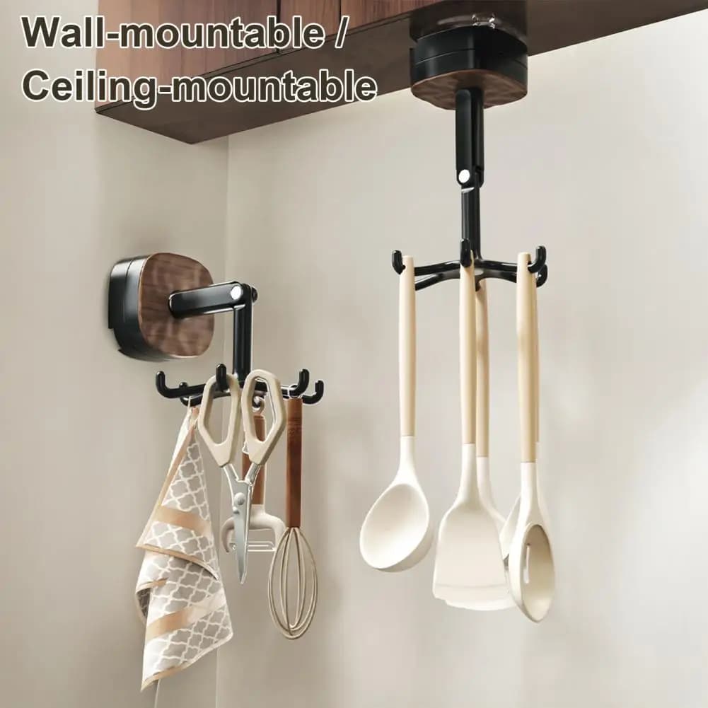 Cooking Hook Organizer 360 degree rotating suction hooks for kitchen utensils Organization cupboard