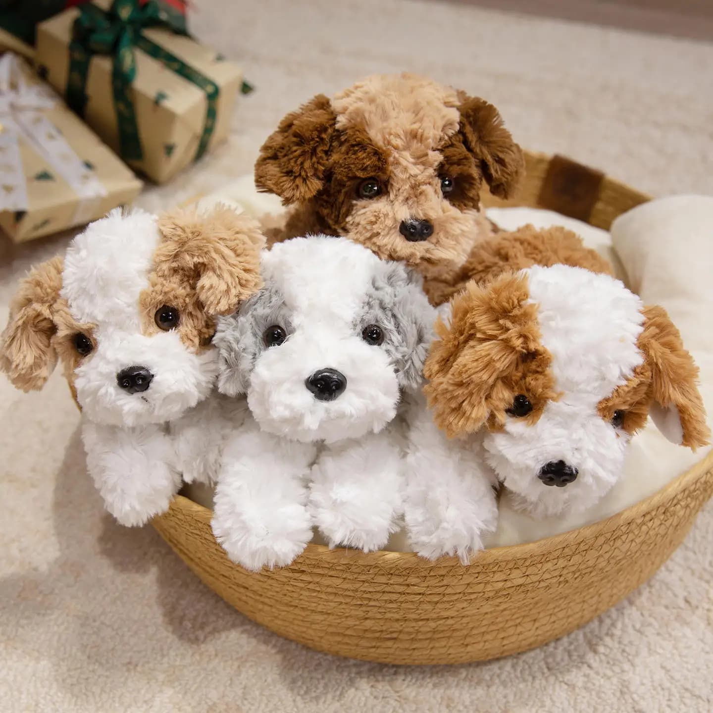 32-48 cm Carino Vita Reale Riccio Cane Bichon Cane Peluche Kawaii Cartoon Peluche Ragazza Compleanno Fidanzata Regalo Di Natale