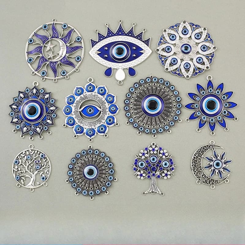 Blue Evil Eyes Amulet DIY Wind Chimes Making Pendant Turkish Protection Blessing Suncatcher Wall Hanging Decor Parts Accessories