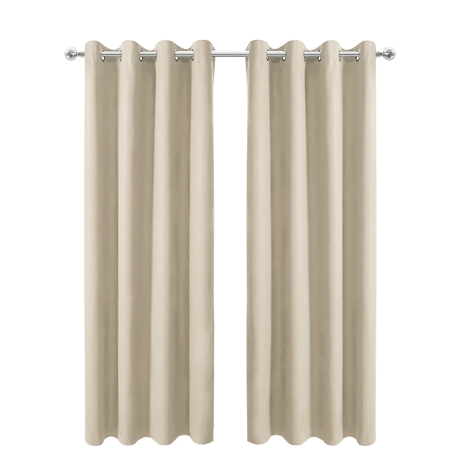 Tessuto in poliestere Beige con occhiello Top Room oscurante 34 pollici. W x 95 pollici. L tende oscuranti (2 pannelli)