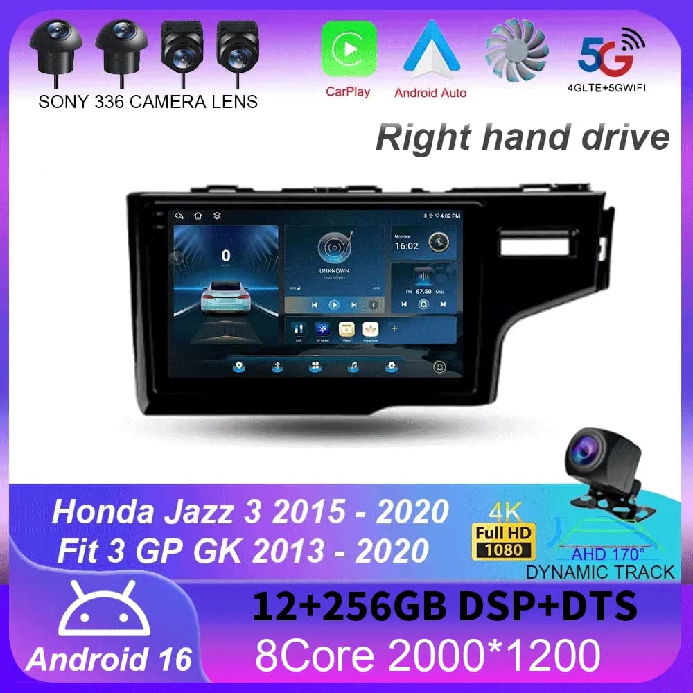 Per Honda Jazz 3 2015 - 2020 Fit 3 GP GK 2013 - 2020 Autoradio Multimedia Video Player Navigatore stereo GPS Android 16