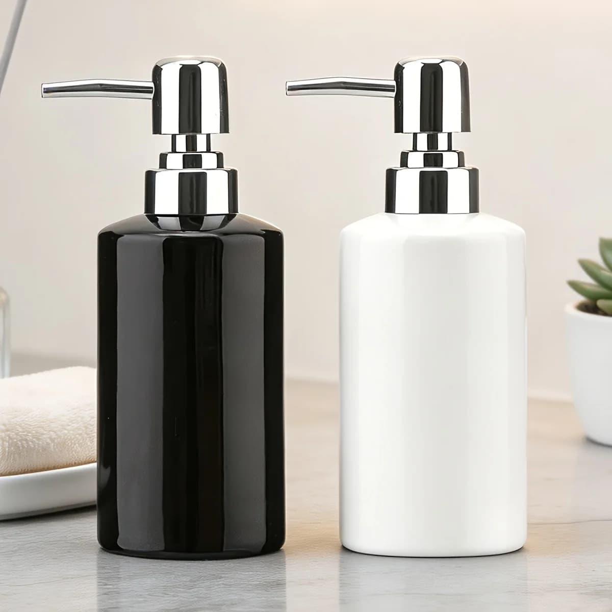 Dispenser di sapone da 1 pezzo, dispenser di sapone liquido in ceramica da 300 ml/10 oz, dispenser di sapone liquido ricaricabile per cucina, bagno, lavanderia