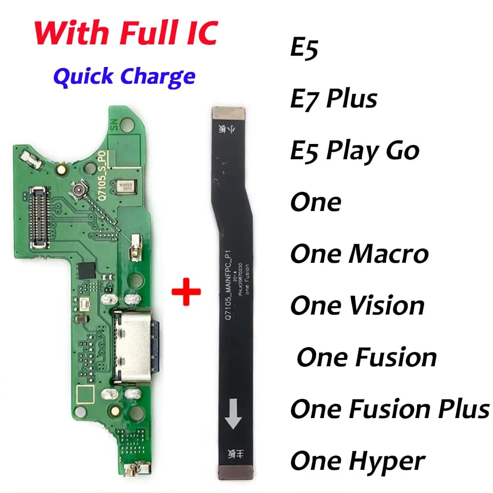 Per Moto One Fusion E5 Play GO E7 Plus E5 One Hyper Vision Porta di ricarica USB Microfono Connettore del microfono Scheda madre principale LCD Flex